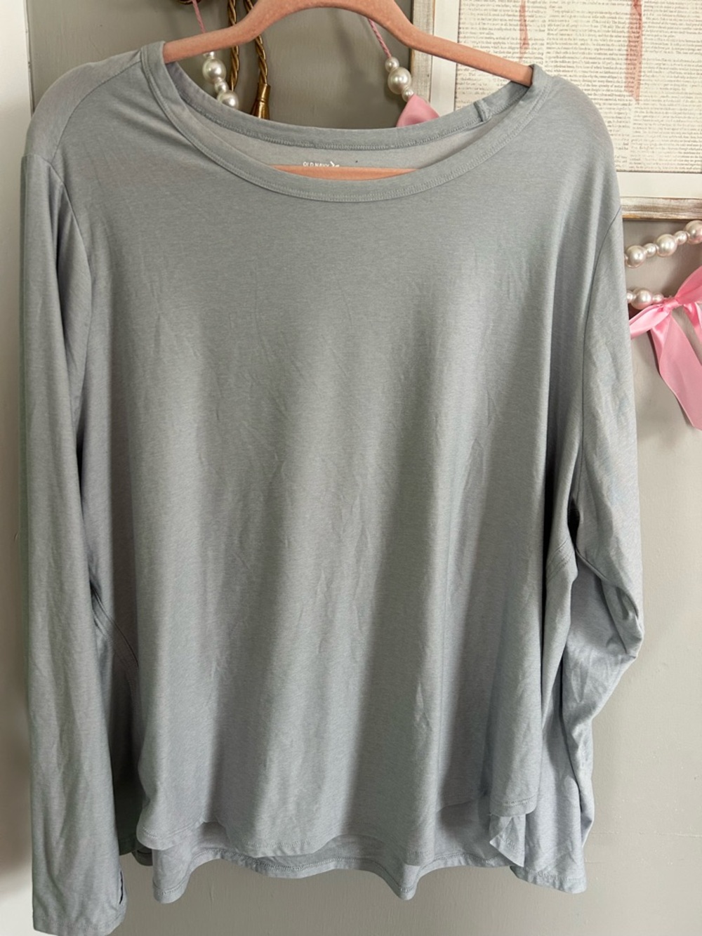 Grey Old Navy Long Sleeved Yoga Workout Shirt 3X
